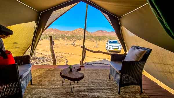 Namibia Rundreise Corona, Twyfelfontein Adventure Camp, Zelt